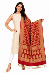 RED BANARASI SILK DUPATTA/ SHAWLS