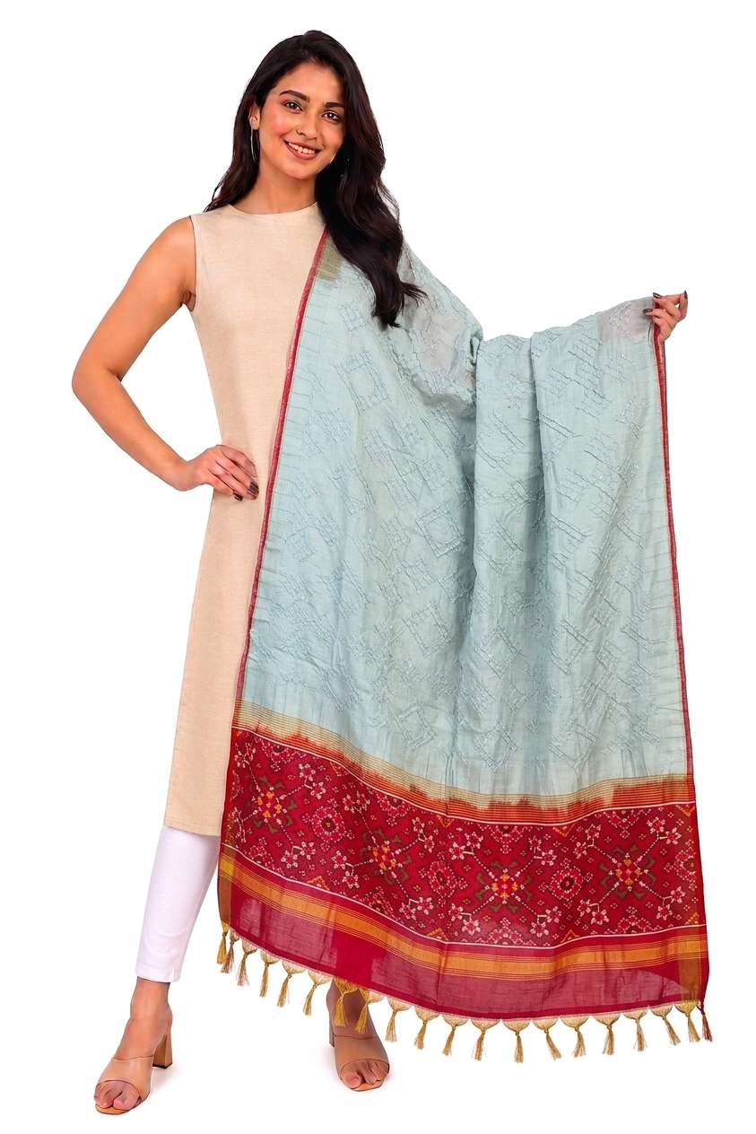 BANDHEJ DOUBLE IKKAT DUPATTA