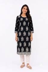 BLACK LUCKNOWI KURTA WITH MUKAISH WORK