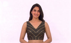 BLACK WITH GOLDEN STRIPS BLOUSE