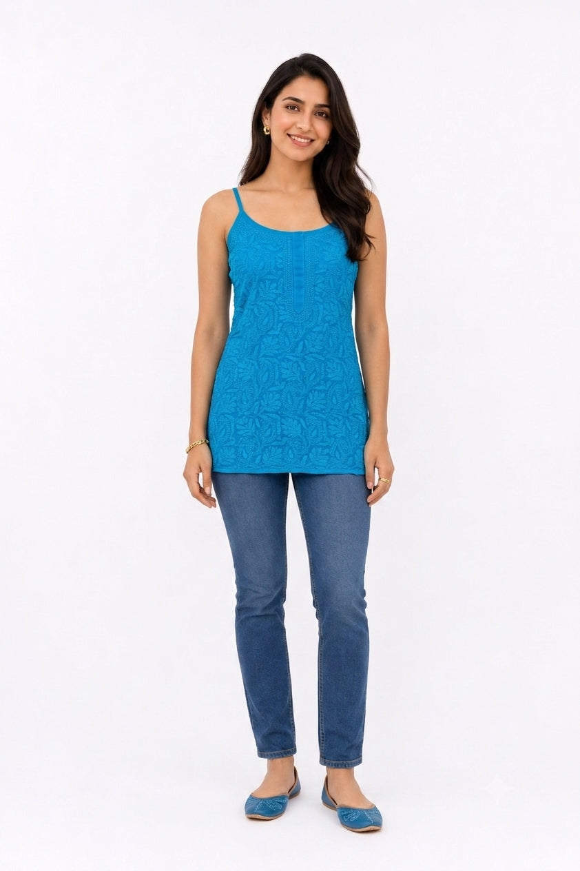 BLUE SPAGHETTI STRAPS TUNIC