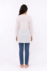 WHITE LUKHNOWI COTTON TUNIC A/D/A