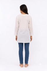 WHITE LUCKNOWI TUNIC