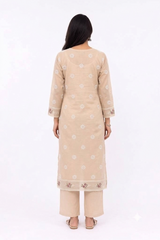 PEACH GEORGETTE KURTA WITH BORDER