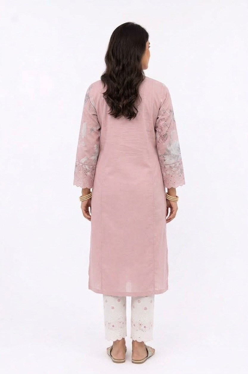 UNSTITCHED 3 PC COTTON SET WITH CUTWORK