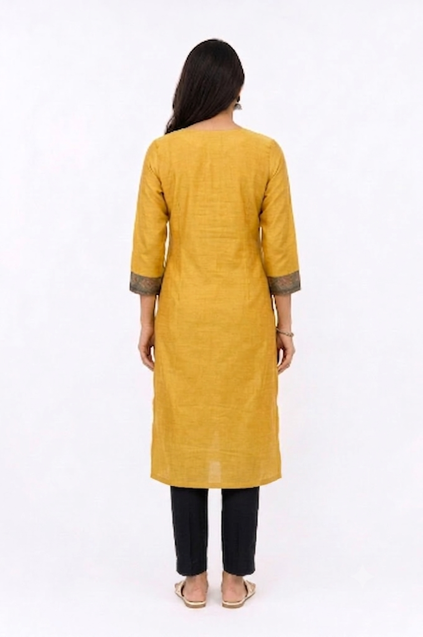SLUB SILK KURTA WITH BARAAT BORDER