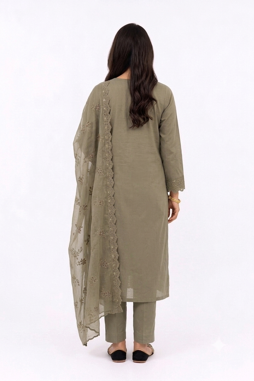 UNSTITCHED 3 PC COTTON SET