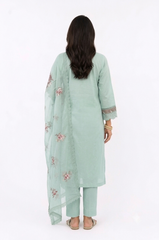 UNSTITCHED 3 PC COTTON SET WITH EMBROIDERY