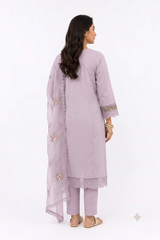 UNSTITCHED 3 PC COTTON SET WITH EMBROIDERY