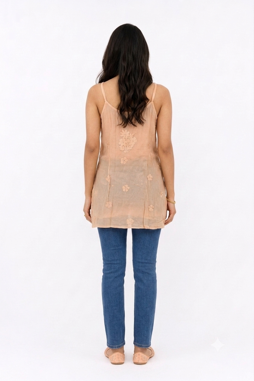 PURE GEORGETTE RESHAM WORK TUNIC