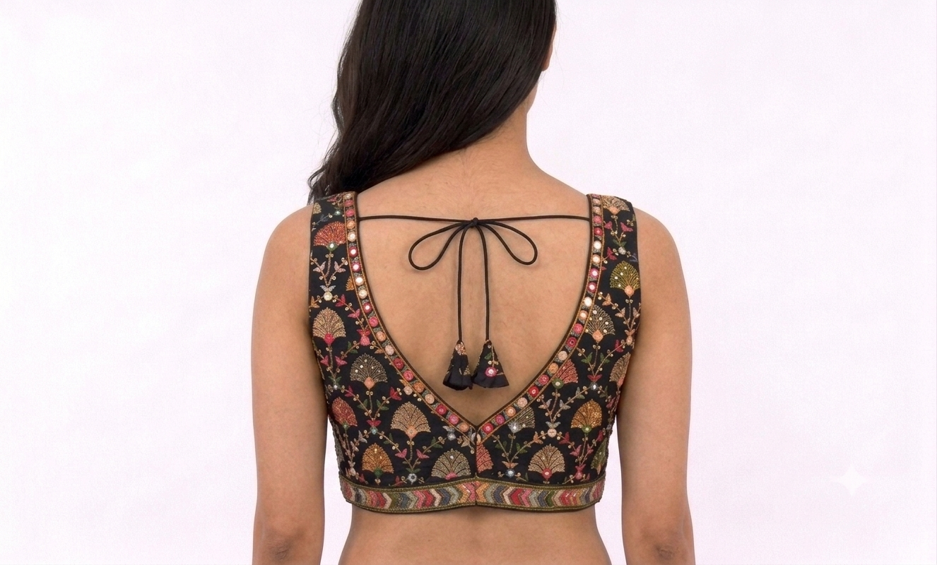 BLACK EMBROIDERED BLOUSE