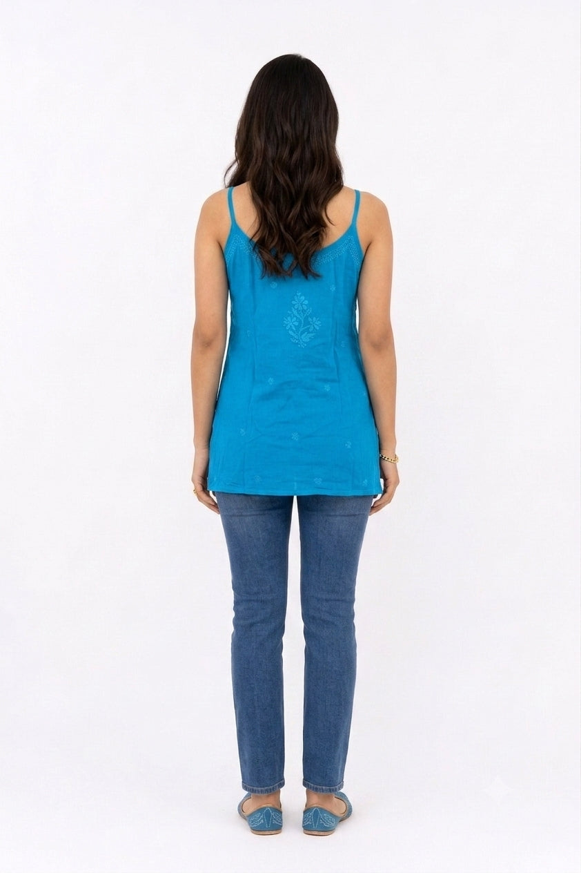 BLUE SPAGHETTI STRAPS TUNIC