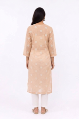 PEACH GEORGETTE KURTA WITH LACE