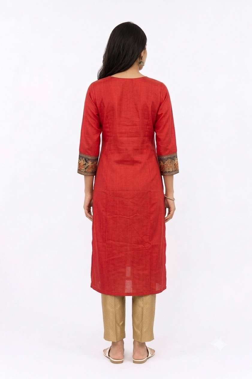 SLUB SILK KURTA WITH BARAAT BORDER