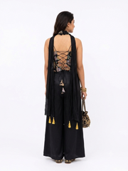 BLACK PRINTED 3 PIECE MAYURI SET