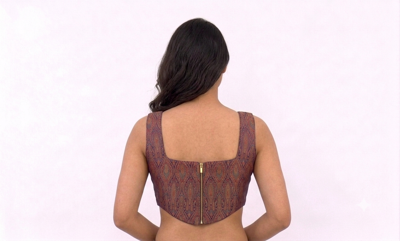BROCADE BLOUSE WITH BACK ZIP