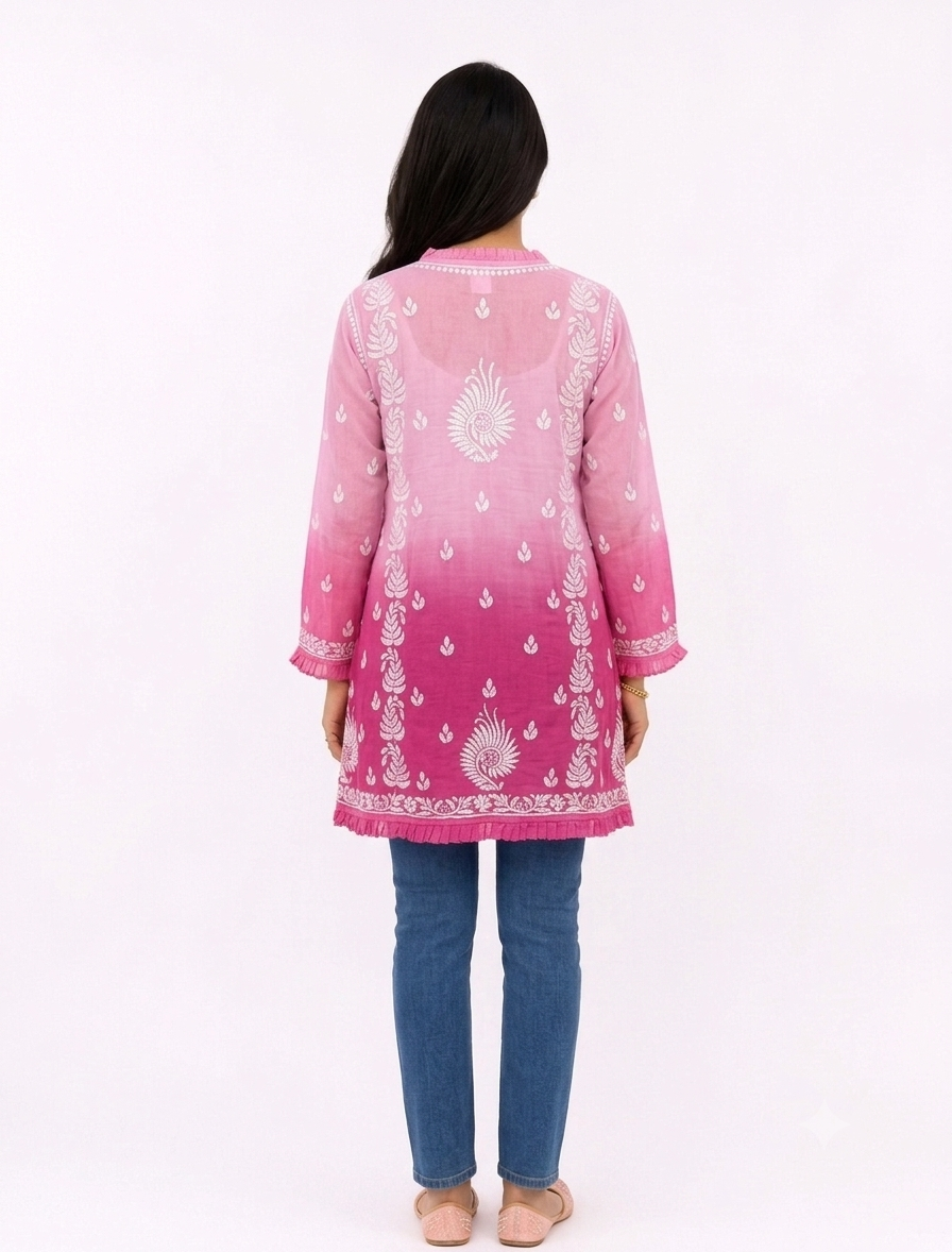 PINK LUCKNOWI MUSLIN TUNIC