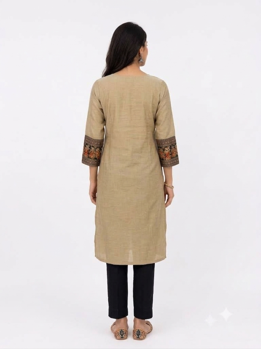 SLUB SILK KURTA WITH BARAAT BORDER