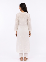 WHITE LUCKNOWI KURTA WITH MUKAISH WORK