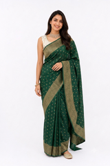 CREPE SILK BANARARI SAREE WITH BLOUSE PIECE