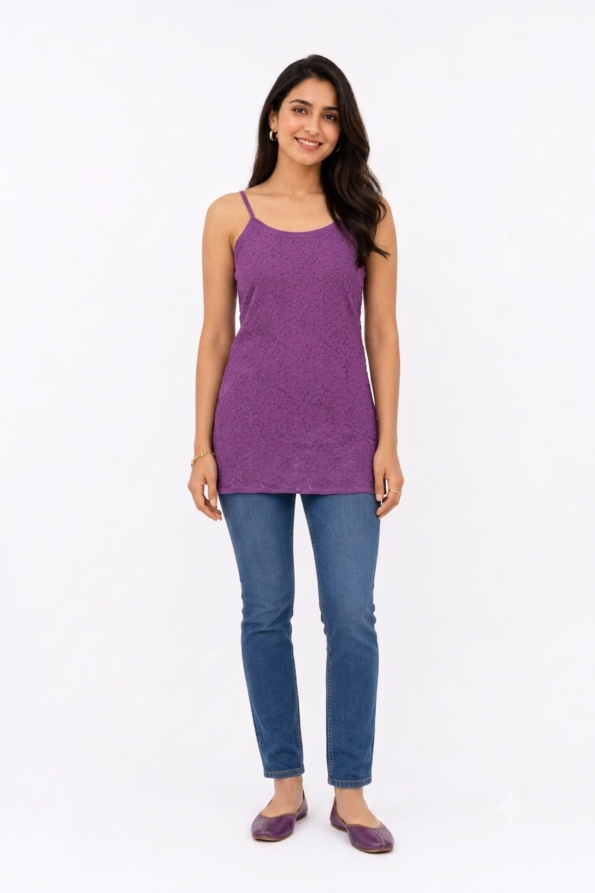 RESHAM WORK SPAGHETTI STRAPS TUNIC