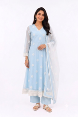 SKY BLUE GEORGETTE ANARKALI WITH DUPATTA