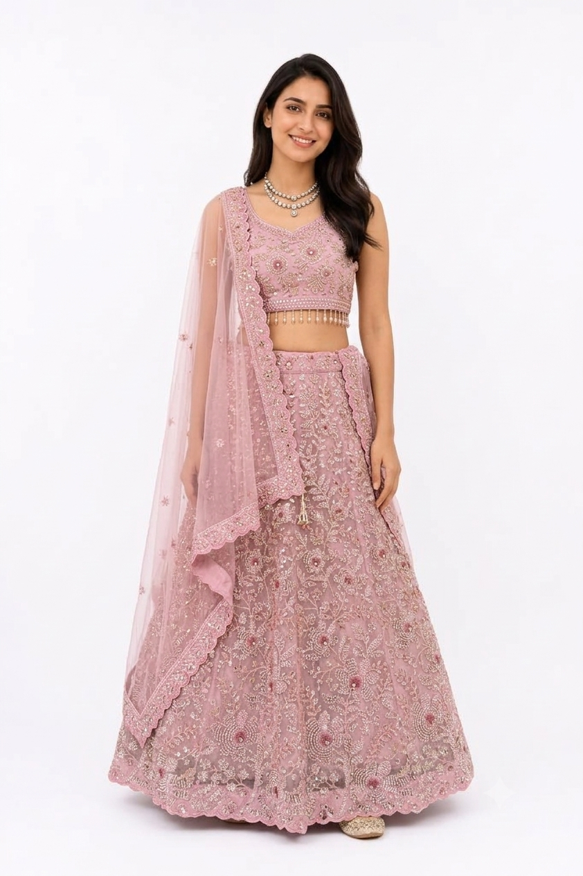PINK BRIDAL LEHENGA SET