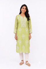 LIGHT GREEN KURTA WITH MUKAISH WORK