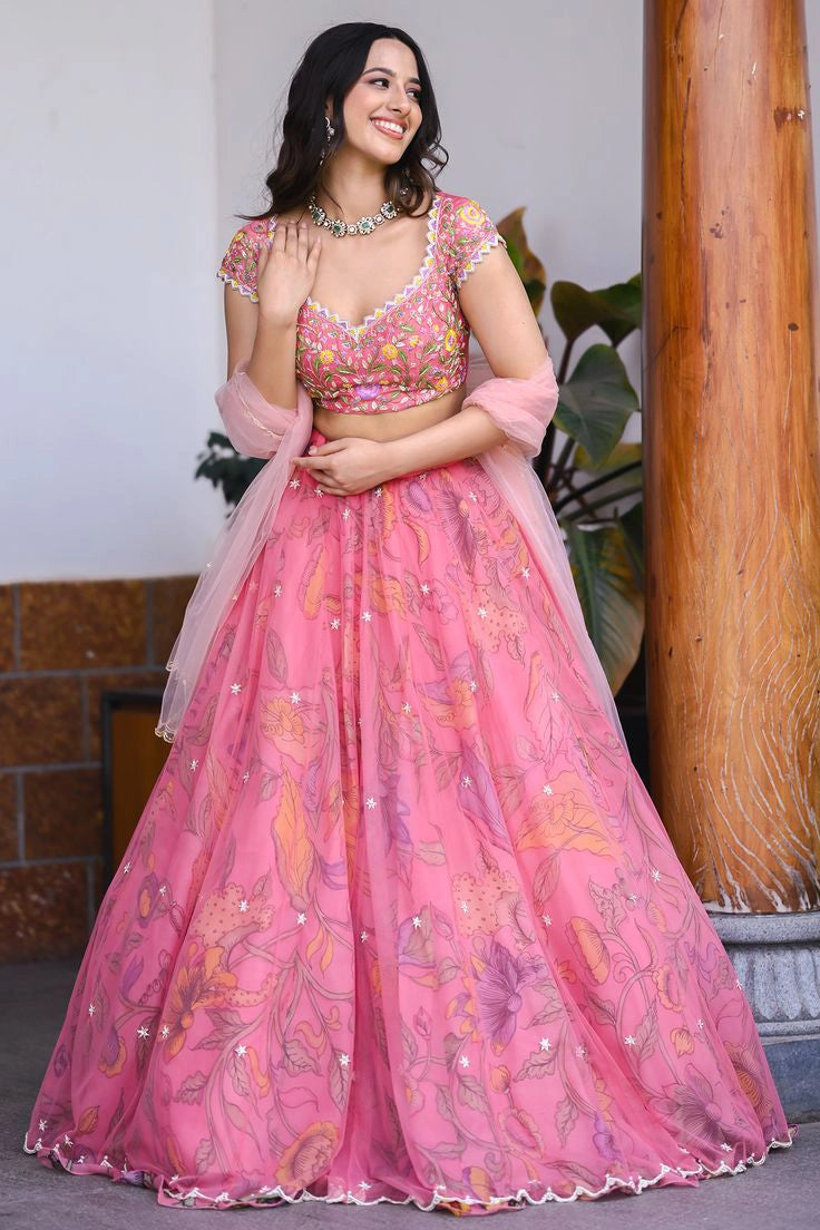Lahenga - Floral Pink