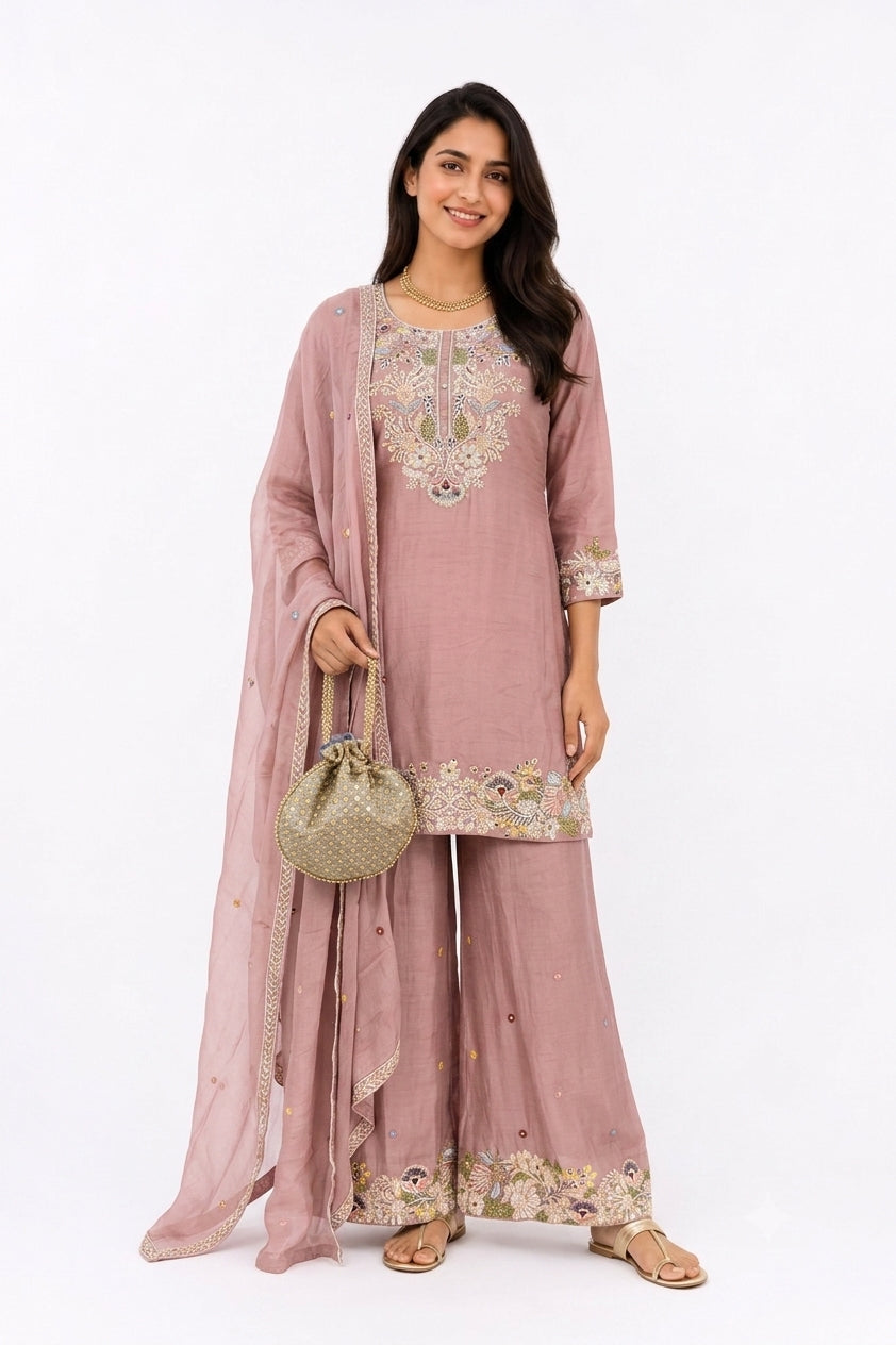 MAYURI 3 PIECE SET KURTA+ PALAZO+ DUPATTA