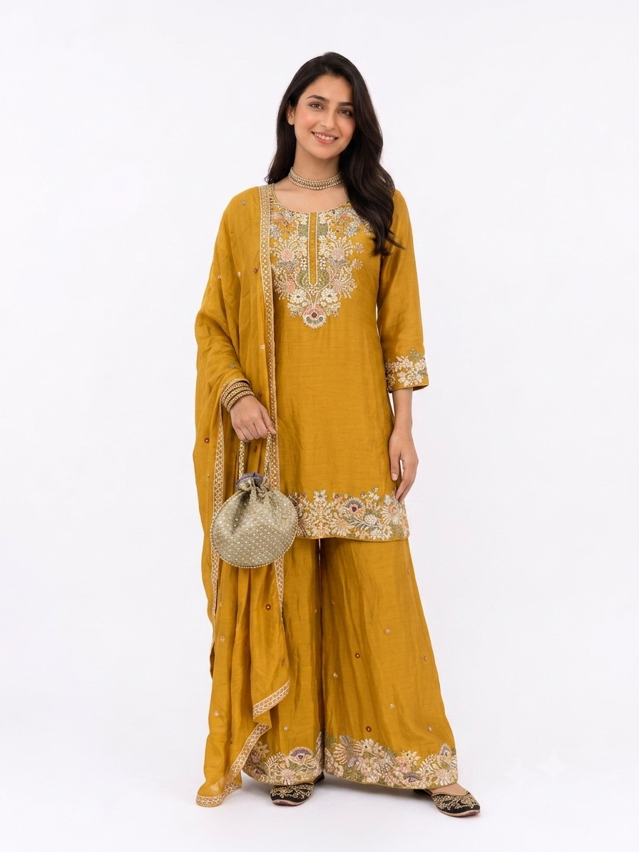 MAYURI 3 PIECE SET KURTA+ PALAZO+ DUPATTA