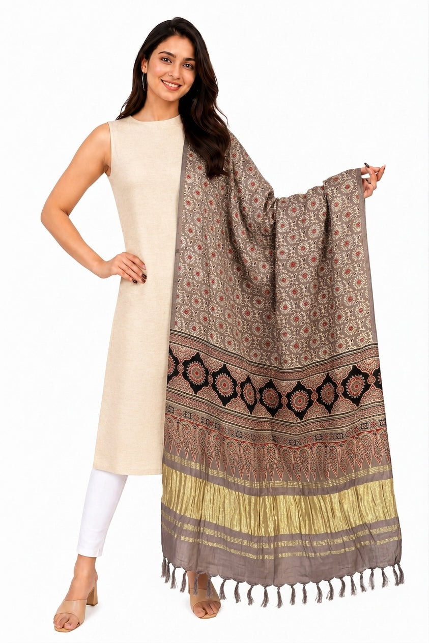 MODAL SILK BLOCK DUPATTA