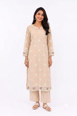 PEACH GEORGETTE KURTA WITH BORDER