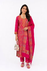 PINK KANI JAMAVAR READY 3 PIECE SET