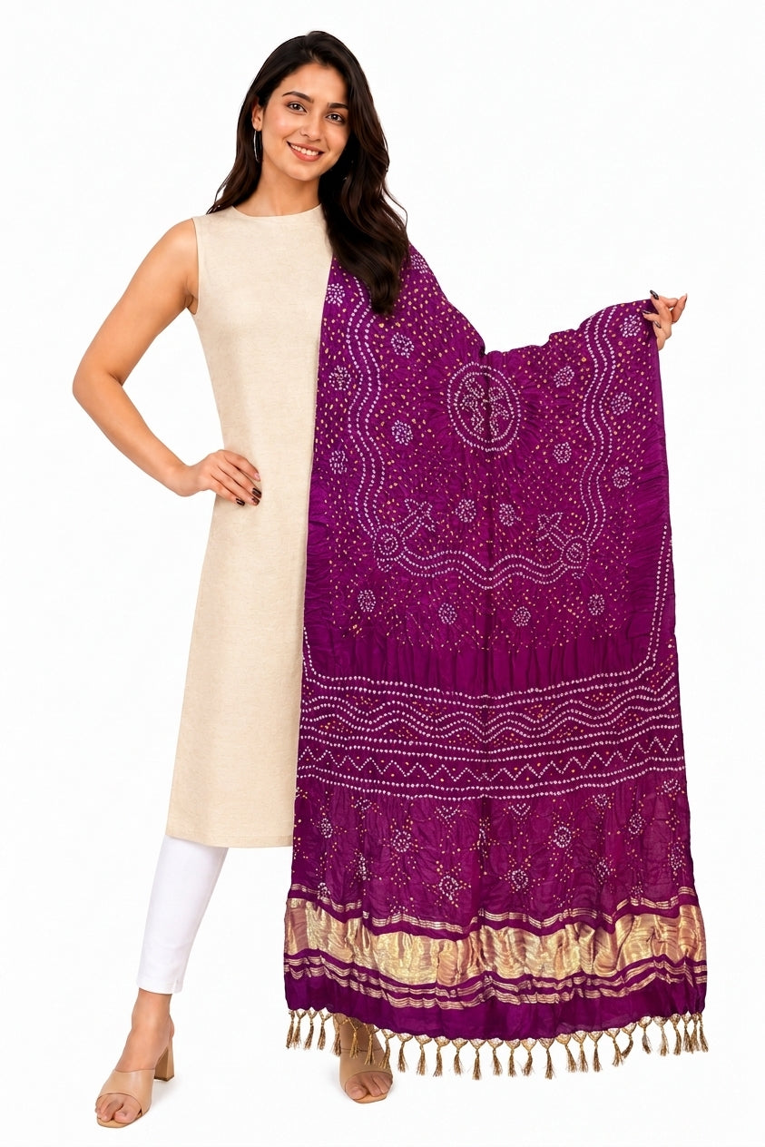 PURE GAJI PURPLE DUPATTA