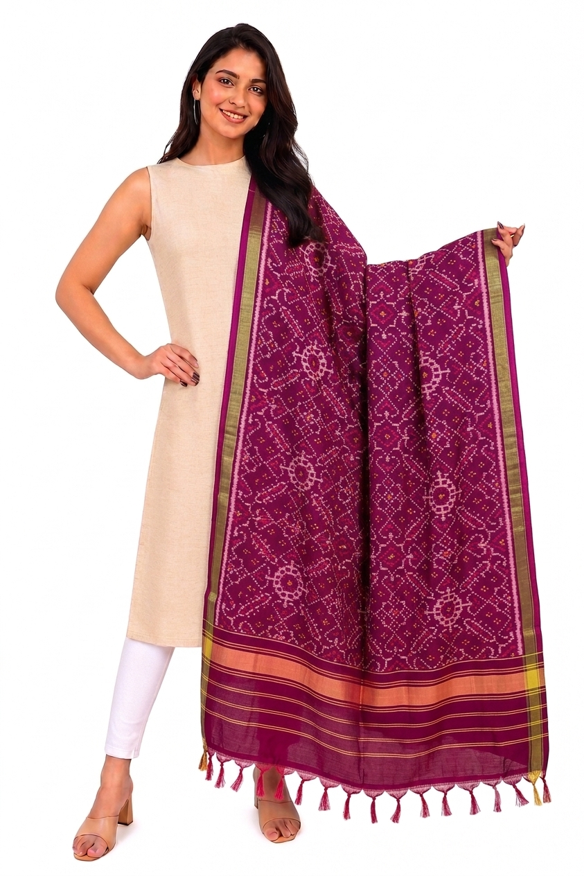 PURE MULBERRY SILK IKKAT DUPATTA