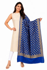 PURE SILK BLUE BANARASI DUPATTA/ SHAWLS