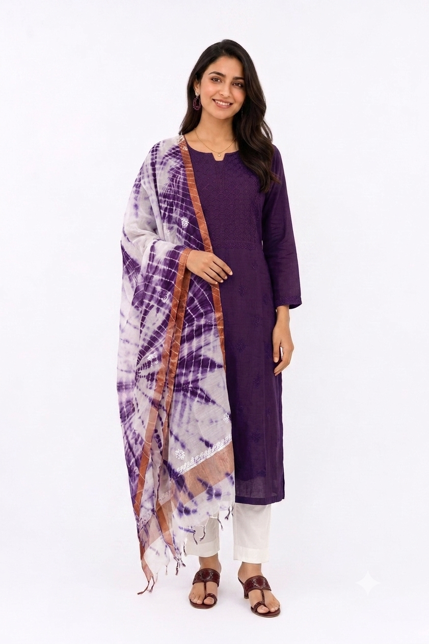 TIE & DYE 2 PIECE SET KURTA WITH DUPATTA