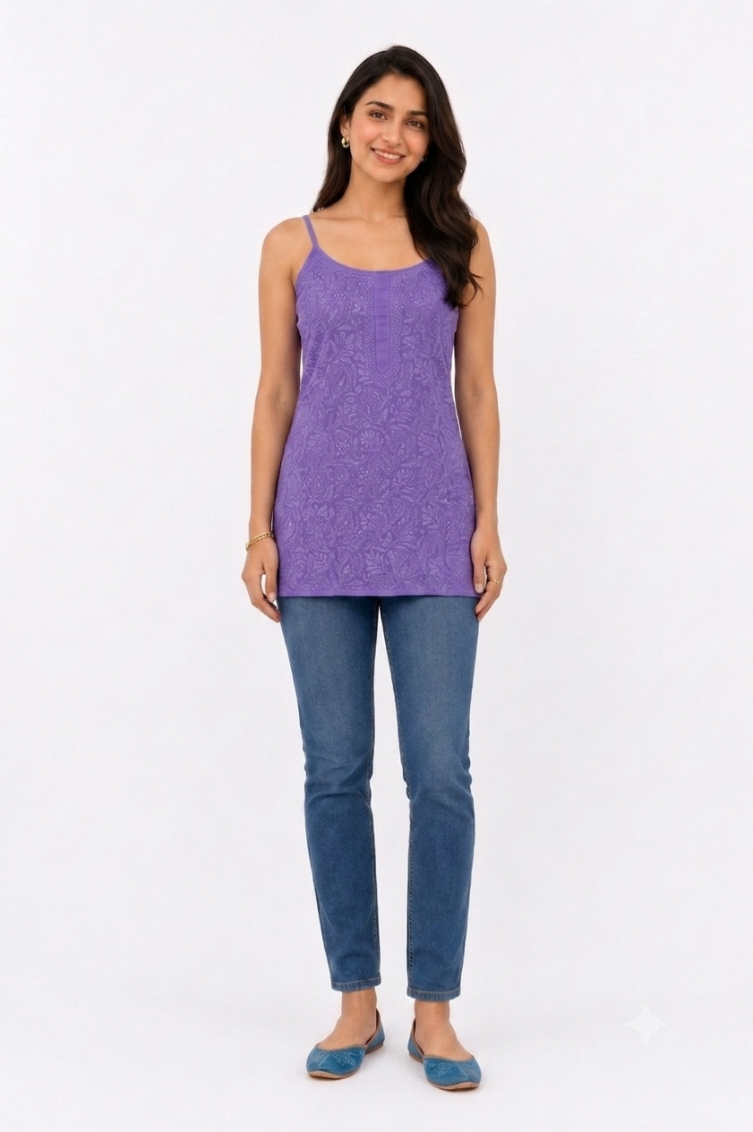 RESHAM WORK SPAGHETTI STRAPS TUNIC