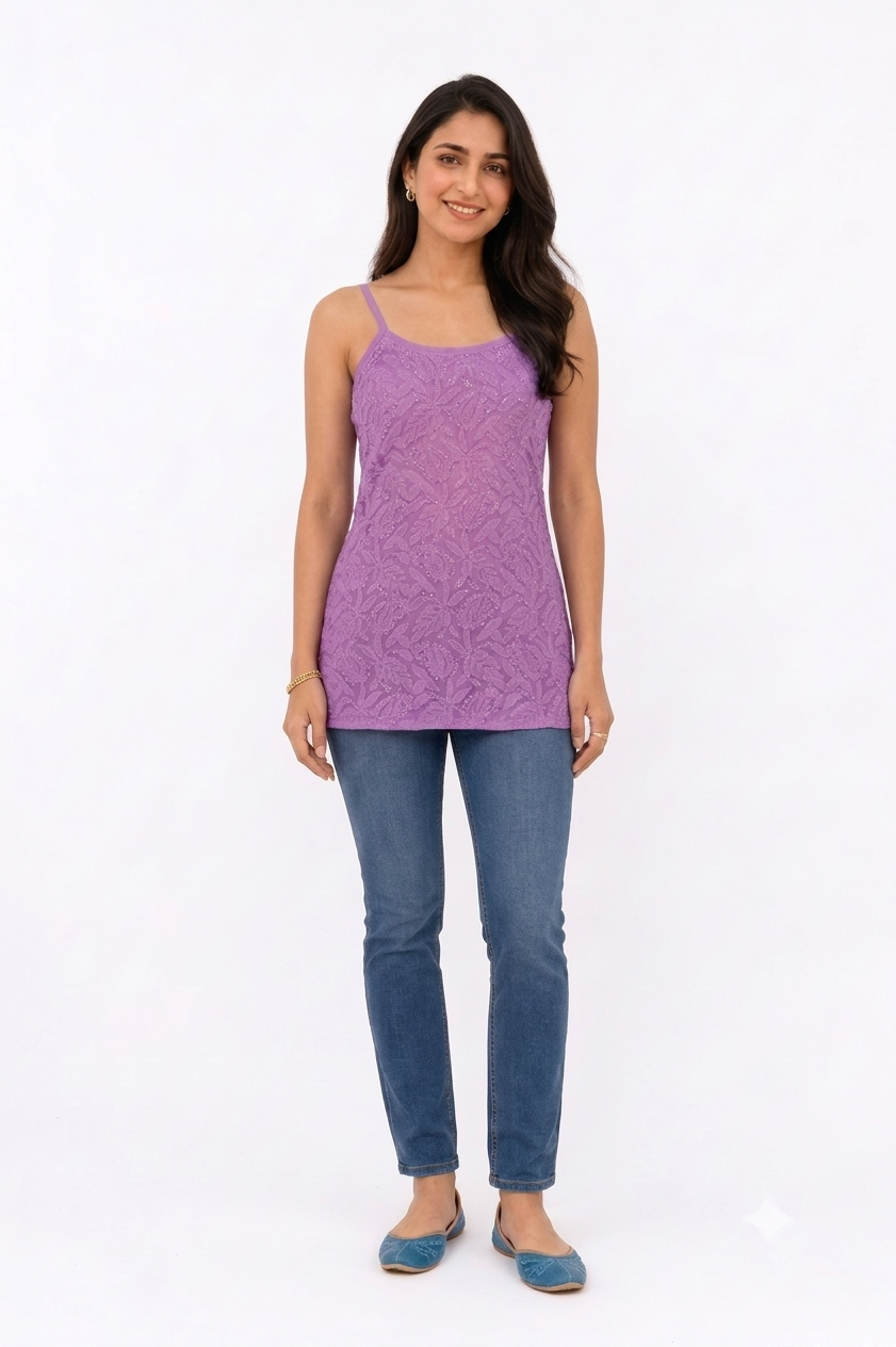 RESHAM WORK SPAGHETTI STRAPS TUNIC
