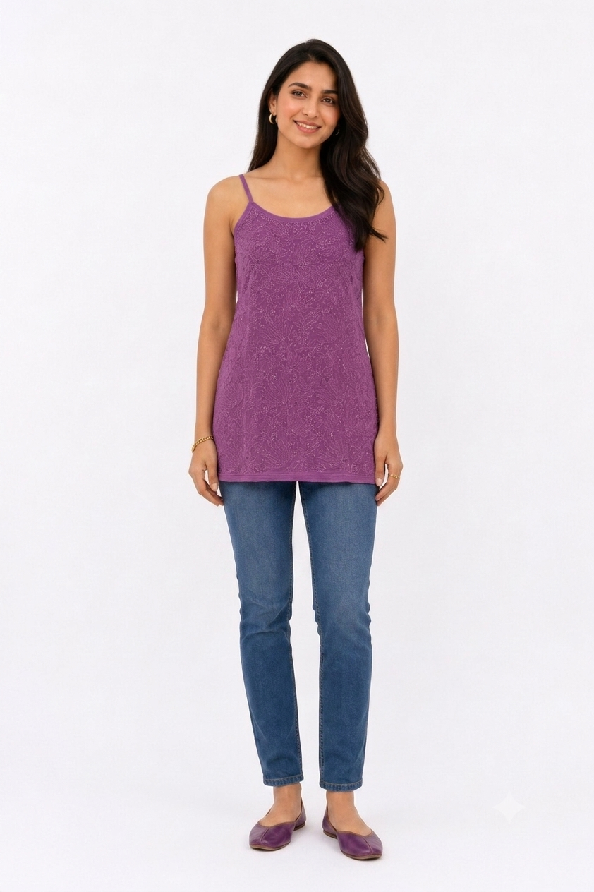 RESHAM WORK SPAGHETTI STRAPS TUNIC