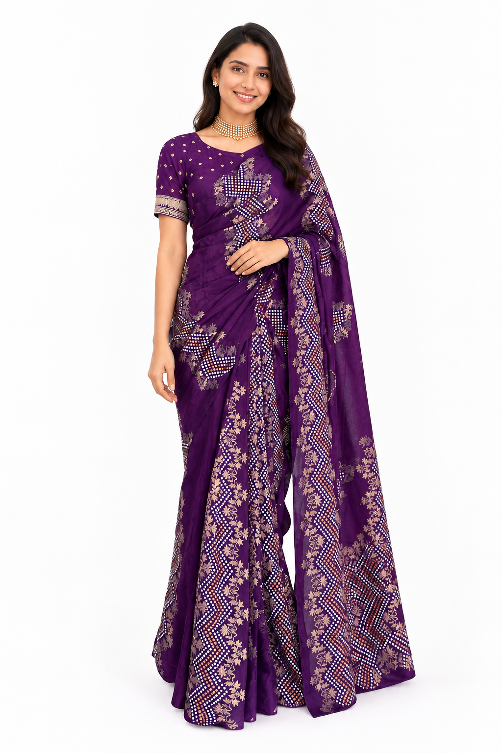 SILK SAREE WITH SCALLOP BORDER