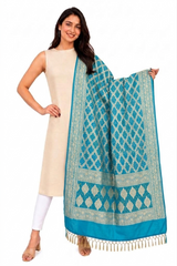 SKY BLUE PURE SILK BANARASI DUPATTA