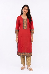 SLUB SILK KURTA WITH BARAAT BORDER