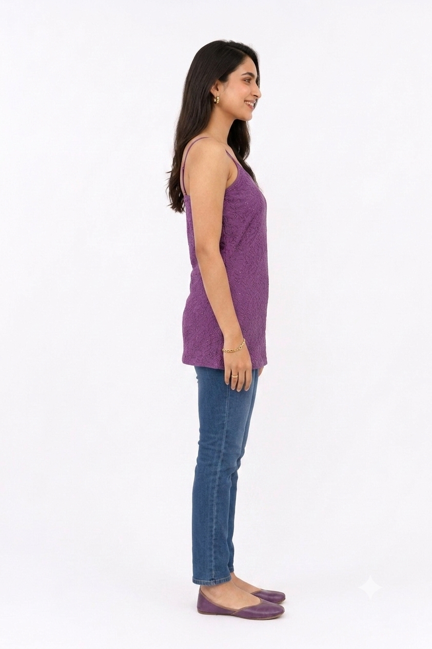 RESHAM WORK SPAGHETTI STRAPS TUNIC