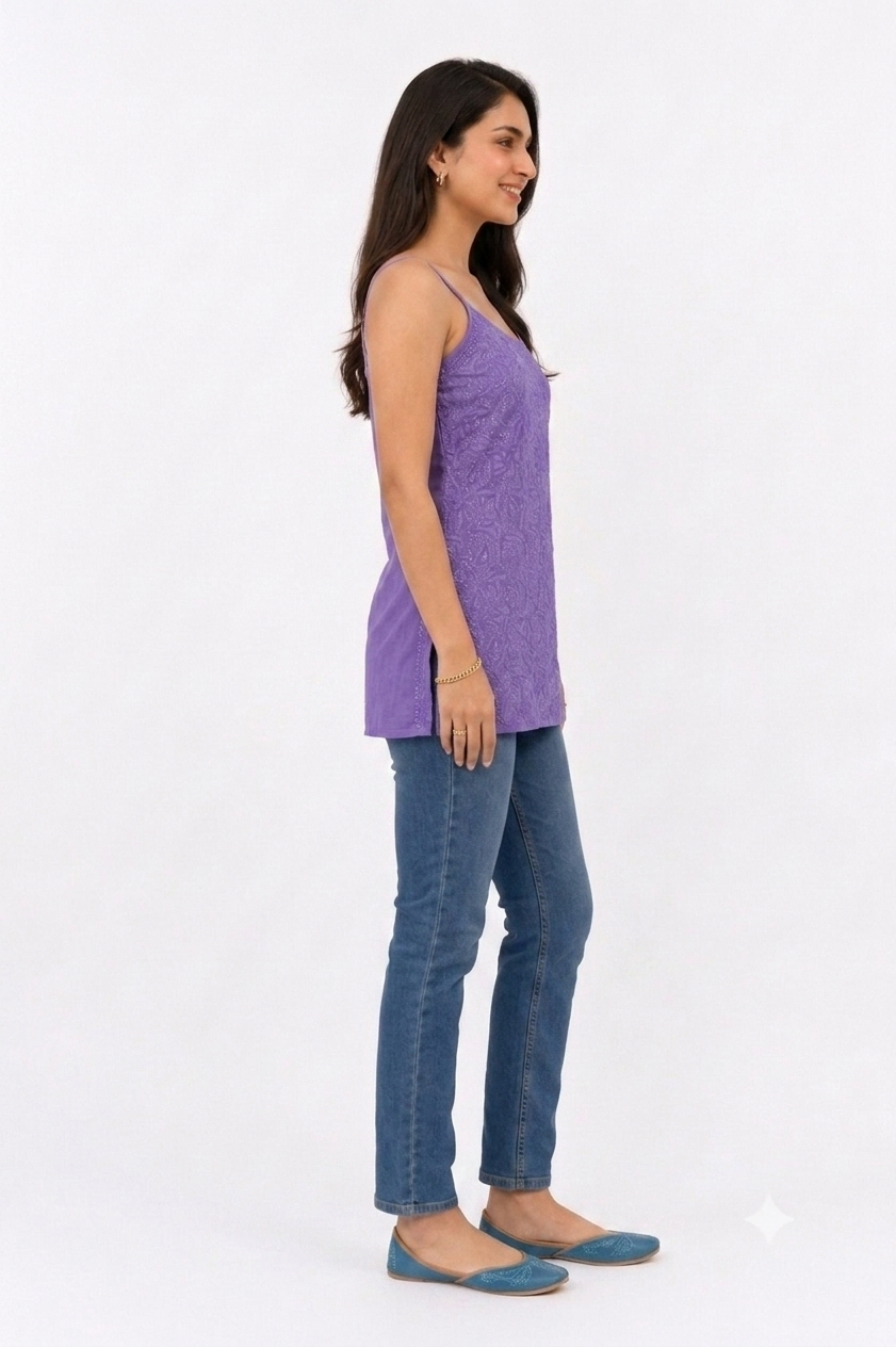 RESHAM WORK SPAGHETTI STRAPS TUNIC