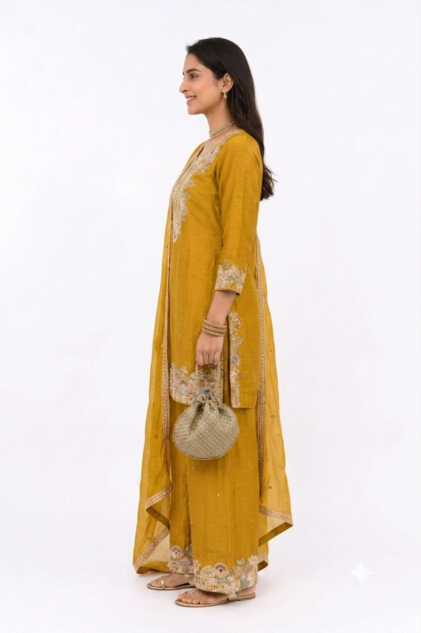 MAYURI 3 PIECE SET KURTA+ PALAZO+ DUPATTA