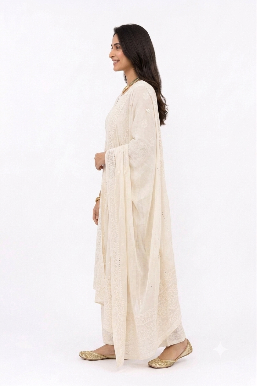 MUKAISH WORK OFF WHITE 3 PIECE SET