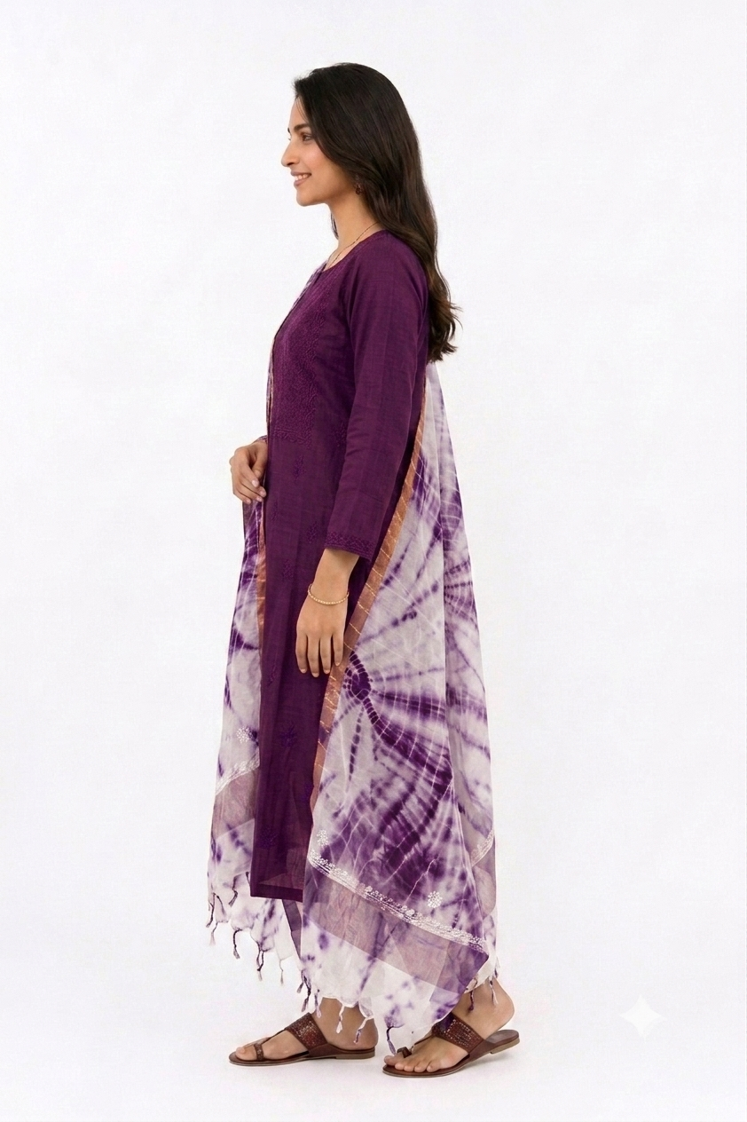 TIE & DYE 2 PIECE SET KURTA WITH DUPATTA
