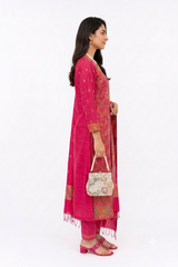 PINK KANI JAMAVAR READY 3 PIECE SET